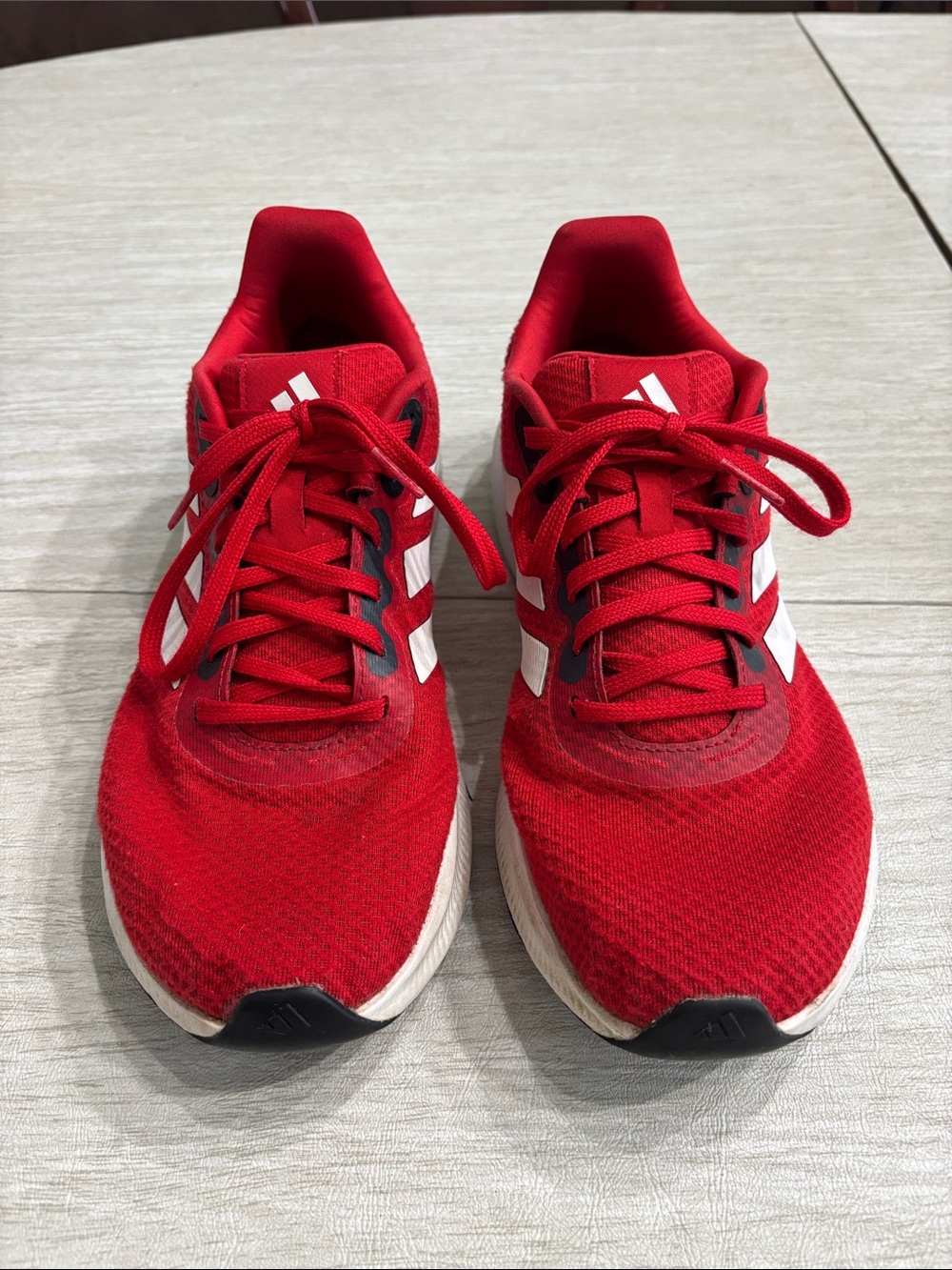 adidas Red Athletic Mesh Sneakers with White Stripes